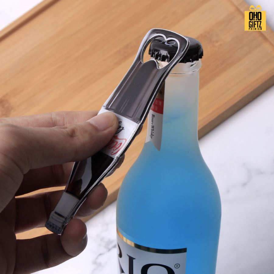 ที่เปิดขวดทรงขวด พิมพ์ไม่จำกัดสี เคลือบเรซิ่นนูน สกรีนโลโก้  ทำเป็นของพรีเมี่ยมได้