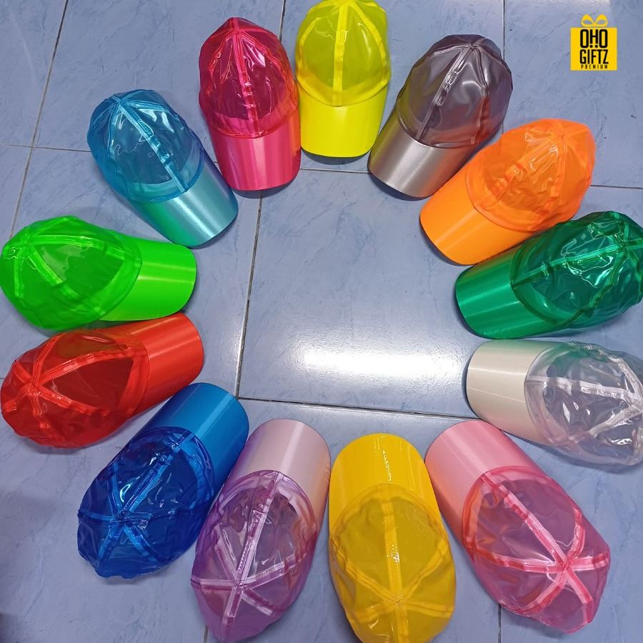 หมวกกันน้ำพลาสติกใส สกรีนโลโก้ ทำเป็นของพรีเมี่ยม ของที่ระลึกได้