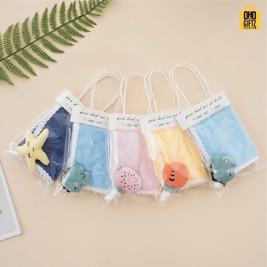 ผ้าเช็ดหน้า เช็ดมือ ขนนุ่ม สกรีนโลโก้ ติดลาเบล ทำเป็นของพรีเมี่ยมได้