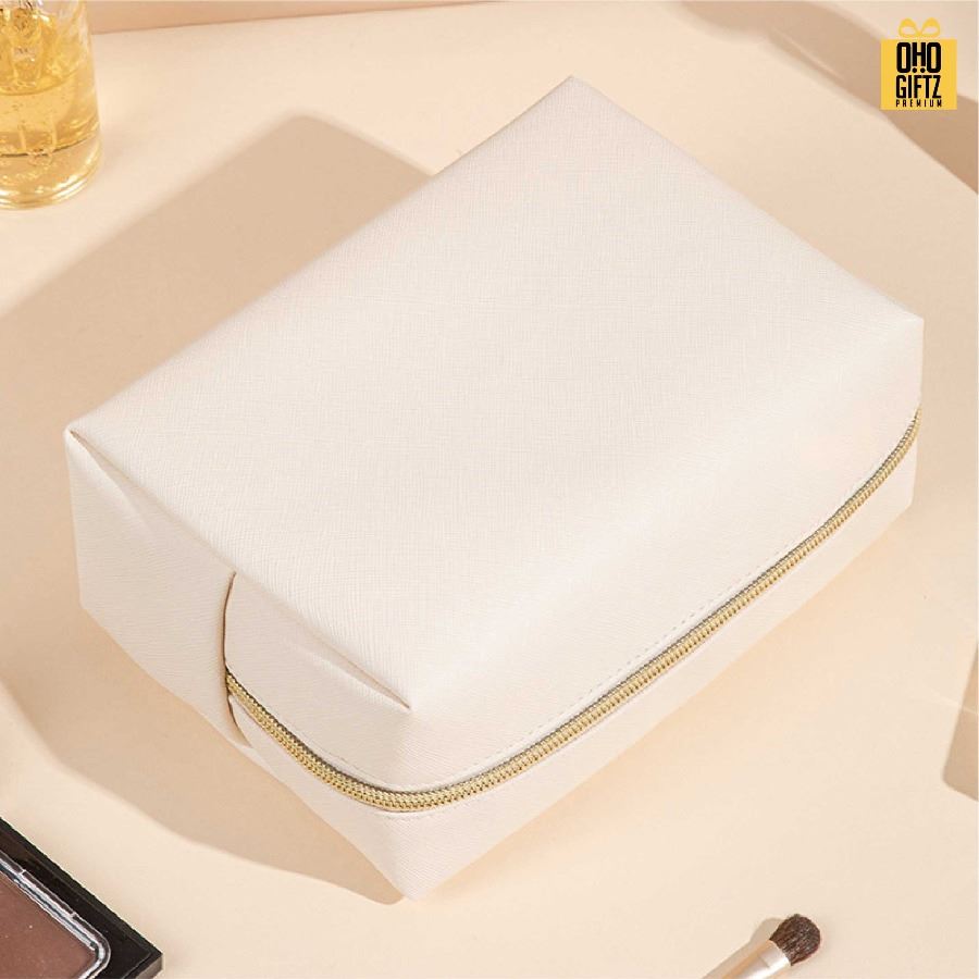 กระเป๋าเครื่องสำอางหนัง PU สกรีนโลโก้ ทำเป็นของพรีเมี่ยมได้