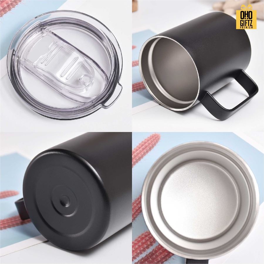 แก้วสแตนเลสมีหู สกรีนโลโก้ ทำเป็นของพรีเมี่ยมได้