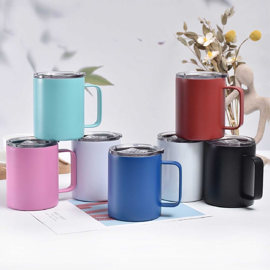 แก้วสแตนเลสมีหู สกรีนโลโก้ ทำเป็นของพรีเมี่ยมได้