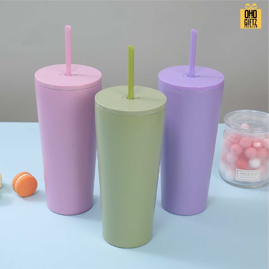 แก้วน้ำแสตนเลส 304 พร้อมหลอด สกรีนโลโก้ ทำเป็นของพรีเมี่ยมได้