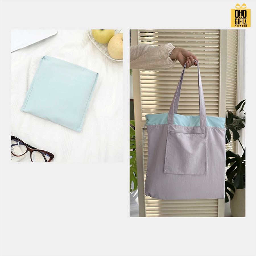 กระเป๋าผ้าไนล่อนกันน้ำ สีทูโทน สกรีนโลโก้ ทำเป็นของพรีเมี่ยมได้