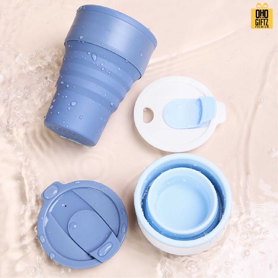 แก้วซิลิโคนพับเก็บได้ สกรีนโลโก้ ทำเป็นของพรีเมี่ยมได้