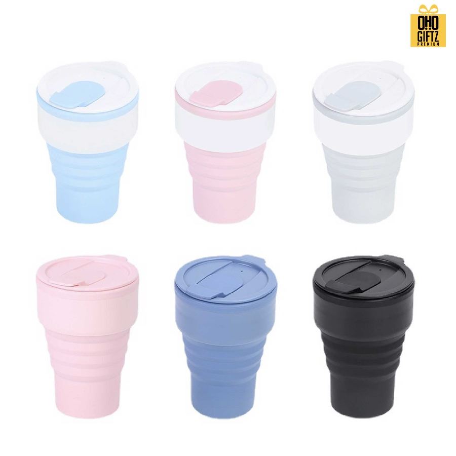 แก้วซิลิโคนพับเก็บได้ สกรีนโลโก้ ทำเป็นของพรีเมี่ยมได้