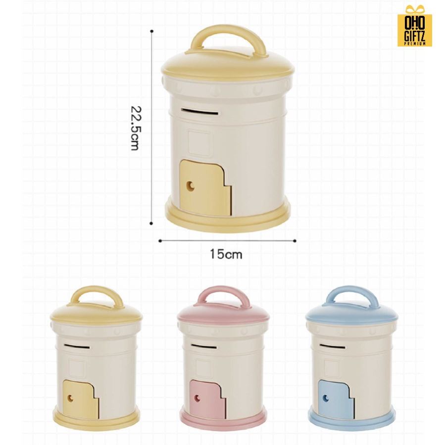 กระปุกออมสินพลาสติก น่ารัก สกรีนโลโก้ ทำเป็นของพรีเมี่ยม ของชำร่วยได้