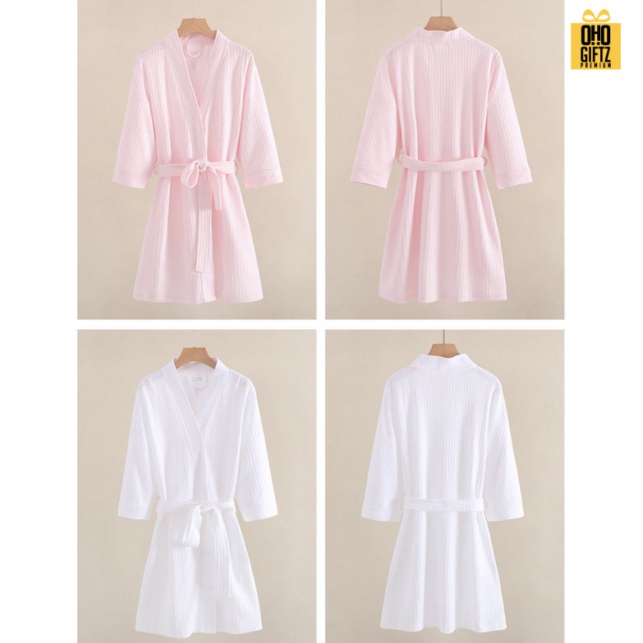 ชุดคลุมอาบน้ำ ผ้าวาฟเฟิล สกรีนโลโก้ ทำเป็นของพรีเมี่ยมได้