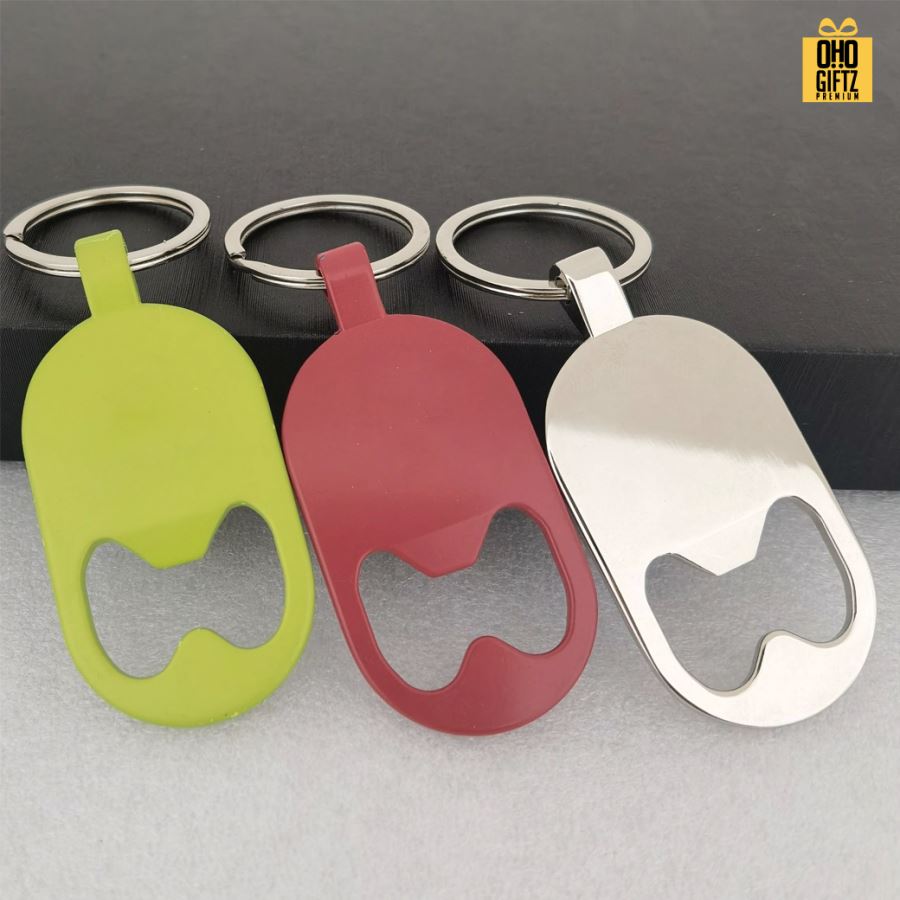 พวงกุญแจที่เปิดขวดโลหะเคลือบ สกรีนโลโก้  ทำเป็นของพรีเมี่ยมได้