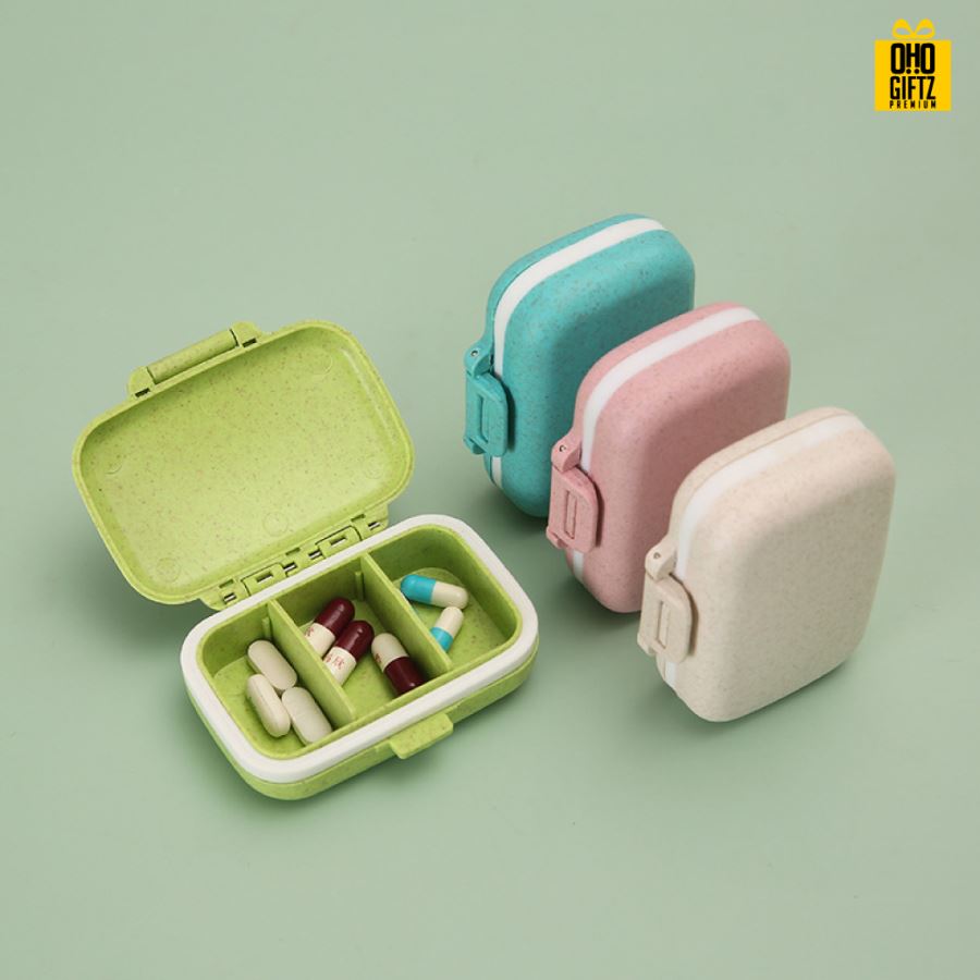 กล่องใส่เม็ดยา ฟางข้าวสาลี สกรีนชื่อ สกรีนโลโก้ ทำเป็นของพรีเมี่ยมได้