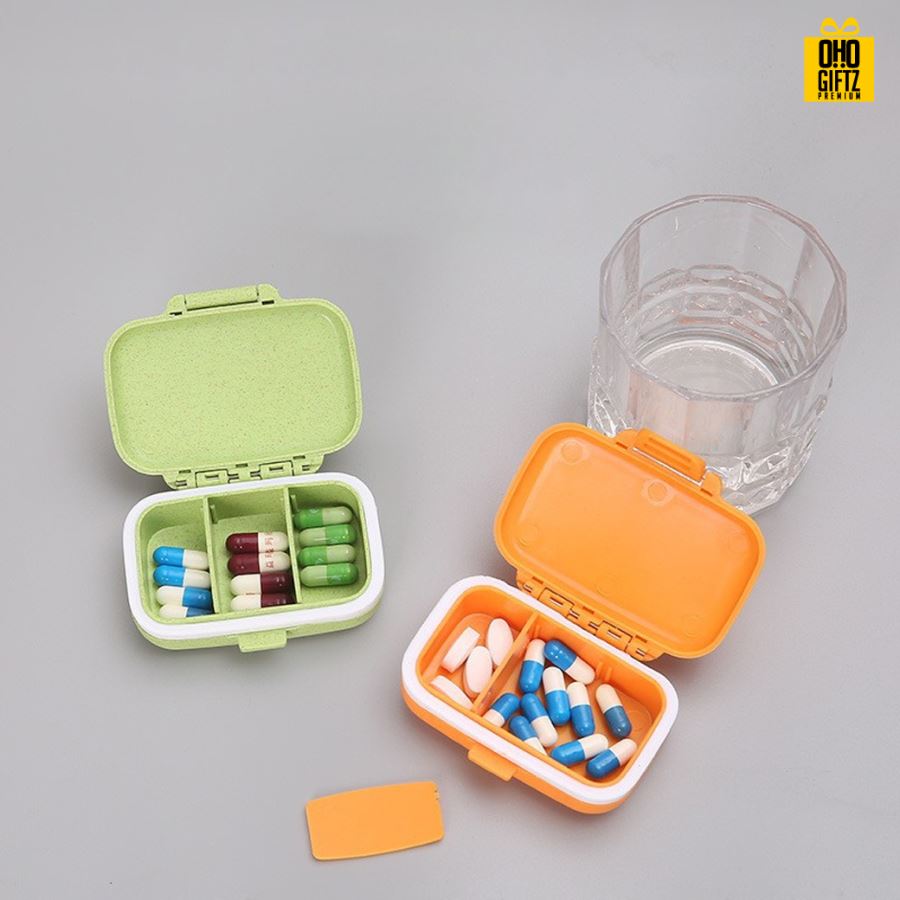 กล่องใส่เม็ดยา ฟางข้าวสาลี สกรีนชื่อ สกรีนโลโก้ ทำเป็นของพรีเมี่ยมได้