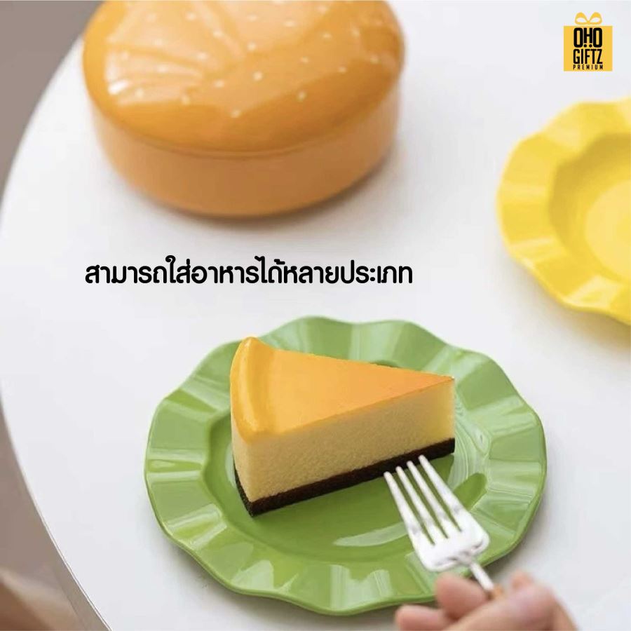 ชุดจานชามเซรามิกแฮมเบอร์เกอร์ สกรีนโลโก้ทำเป็นของพรีเมี่ยมได้