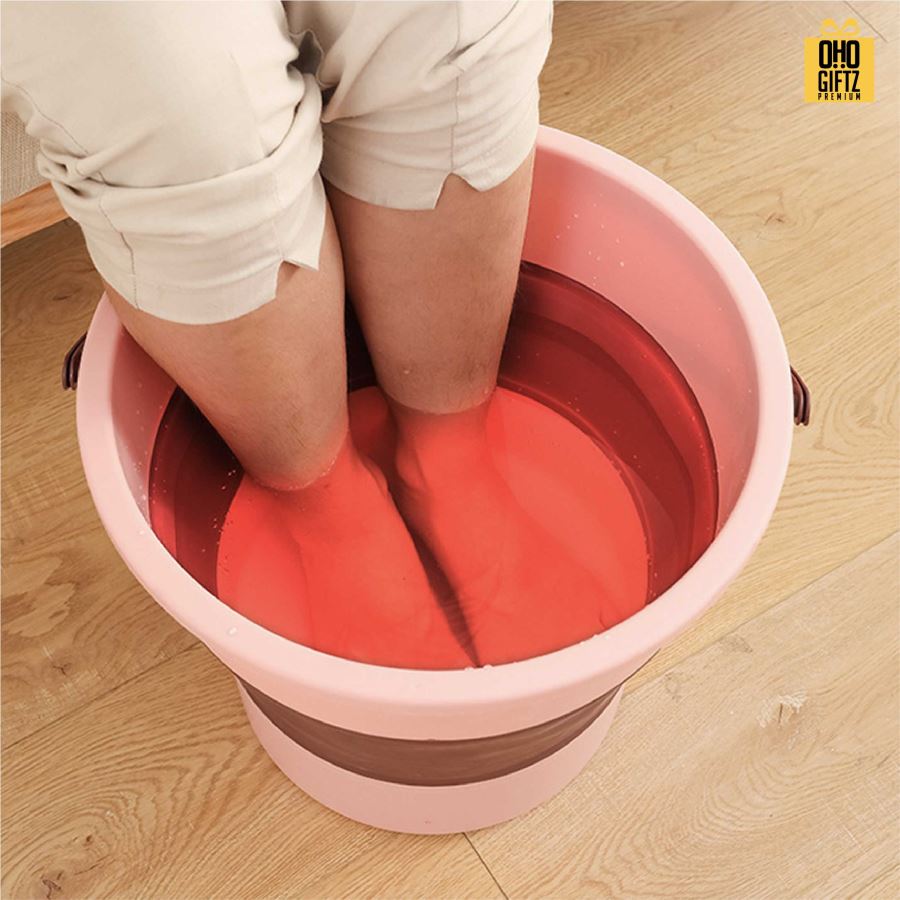 ถังน้ำพับเก็บได้ สกรีนโลโก้ ทำเป็นของพรีเมี่ยมได้