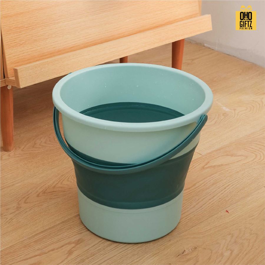 ถังน้ำพับเก็บได้ สกรีนโลโก้ ทำเป็นของพรีเมี่ยมได้