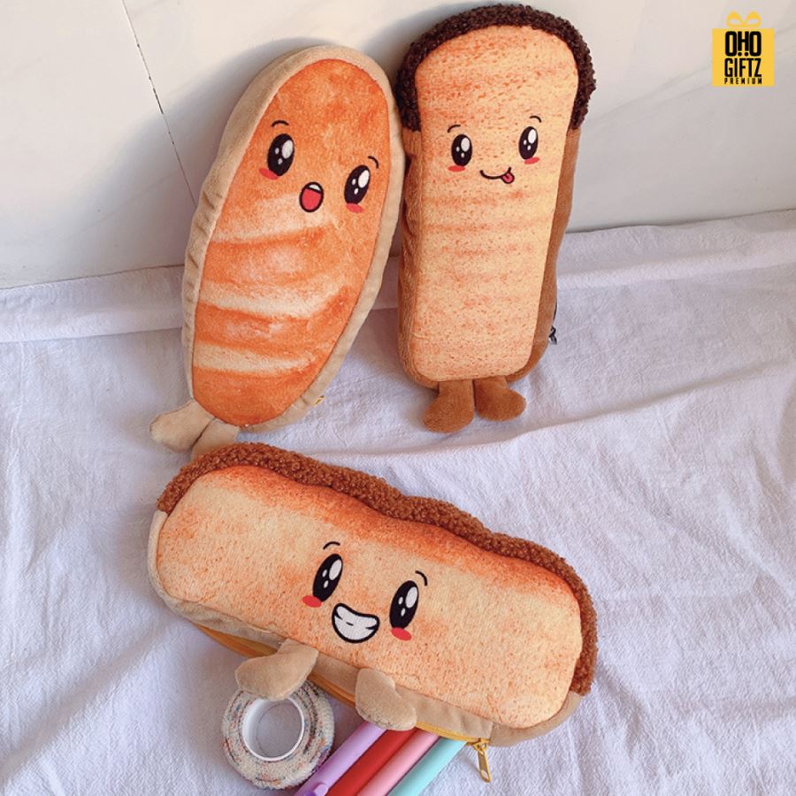 กระเป๋าใส่ดินสอทรงขนมปัง สกรีนโลโก้  ทำเป็นของพรีเมี่ยม