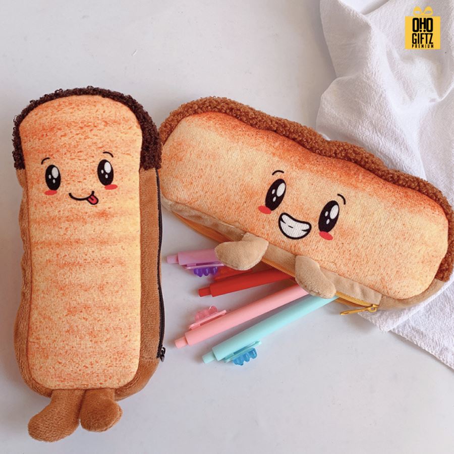 กระเป๋าใส่ดินสอทรงขนมปัง สกรีนโลโก้  ทำเป็นของพรีเมี่ยม