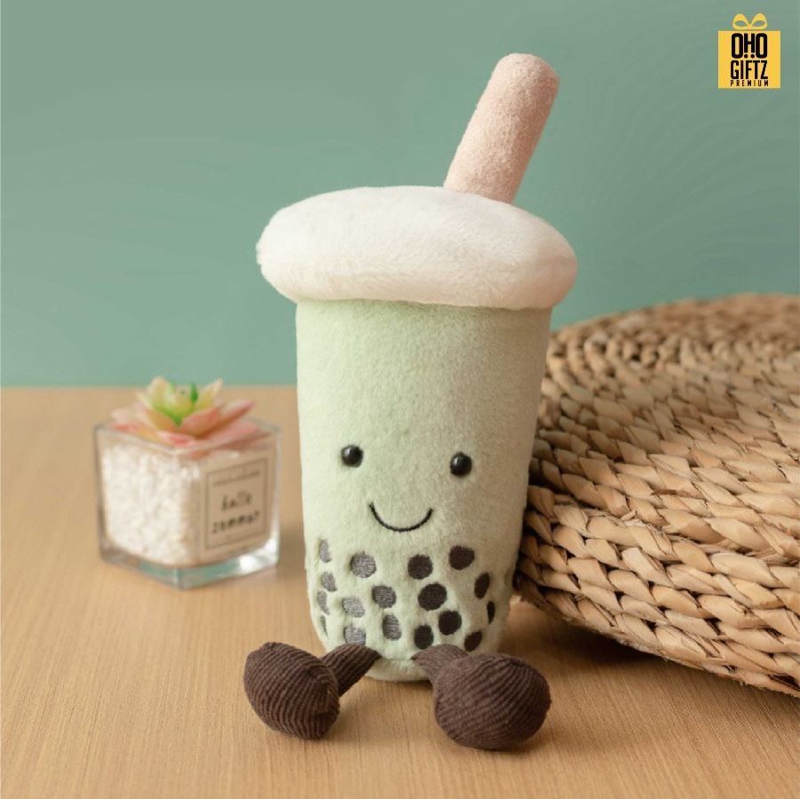 ตุ๊กตาชาเขียวไข่มุก สกรีนโลโก้ ทำเป็นของพรีเมี่ยมได้ 