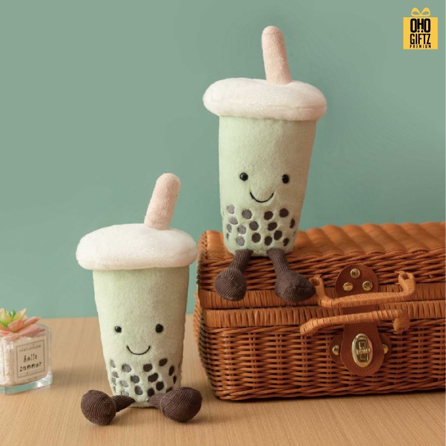 ตุ๊กตาชาเขียวไข่มุก สกรีนโลโก้ ทำเป็นของพรีเมี่ยมได้ 