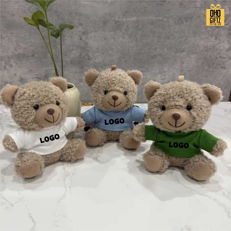 พวงกุญแจตุ๊กตาหมีใส่เสื้อ สกรีนโลโก้ได้ สกรีนโลโก้ ทำเป็นของพรีเมี่ยมได้