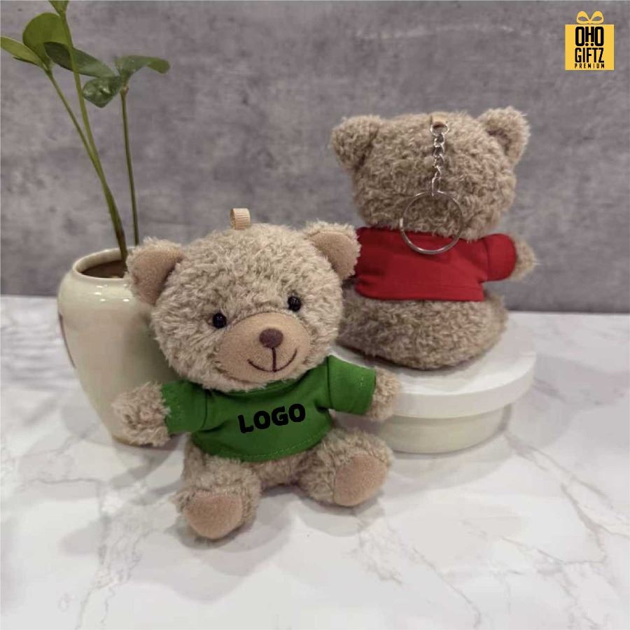 พวงกุญแจตุ๊กตาหมีใส่เสื้อ สกรีนโลโก้ได้ สกรีนโลโก้ ทำเป็นของพรีเมี่ยมได้