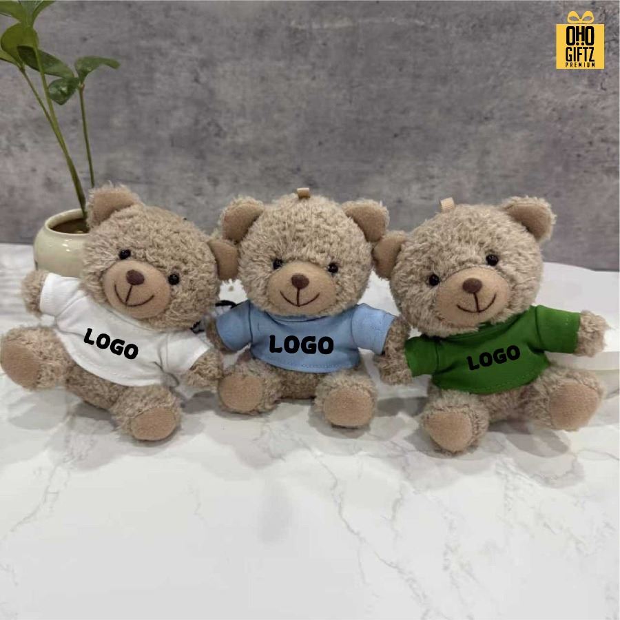 พวงกุญแจตุ๊กตาหมีใส่เสื้อ สกรีนโลโก้ได้ สกรีนโลโก้ ทำเป็นของพรีเมี่ยมได้