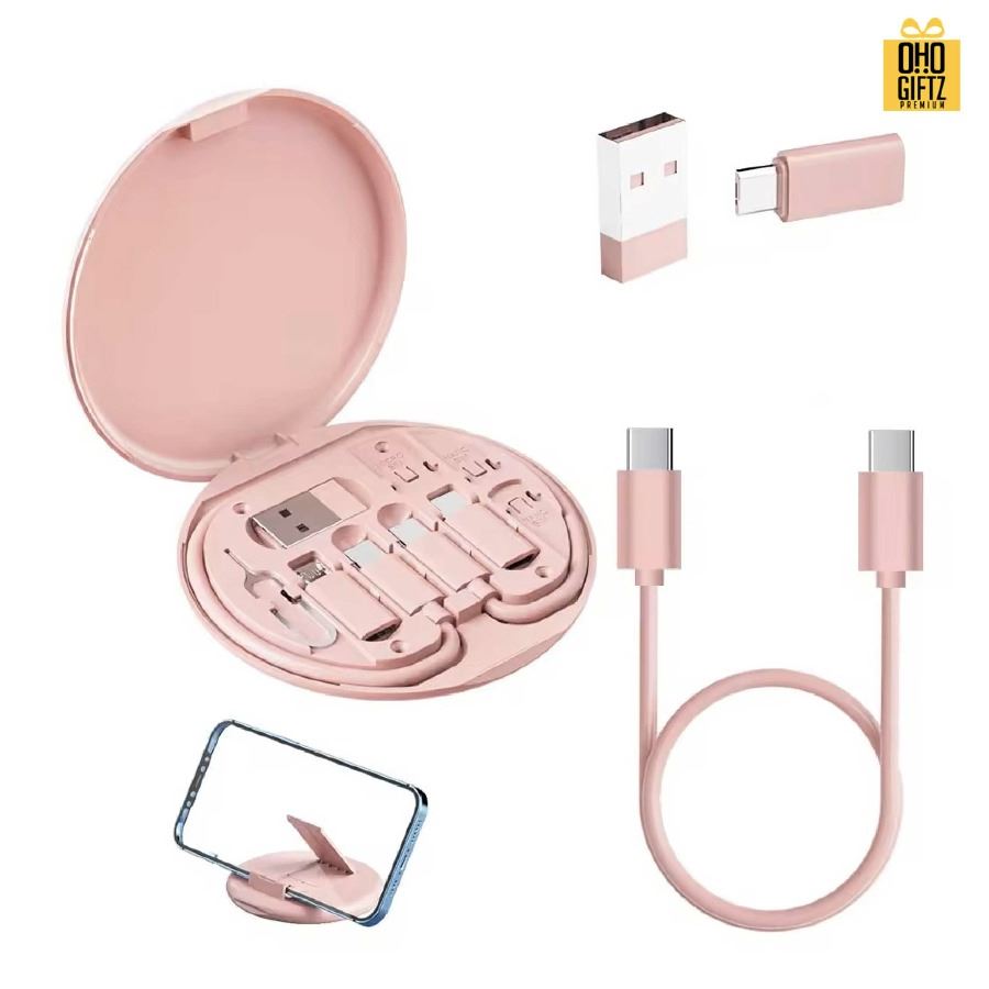 ชุดกล่องเก็บสายชาร์จ USB 6in1 60W สกรีนชื่อ,โลโก้ ทำเป็นของพรีเมี่ยมได้