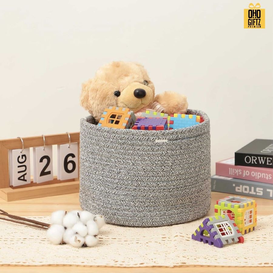 ตะกร้าผ้าฝ้ายใส่เสื้อผ้า สกรีนโลโก้ ทำเป็นของพรีเมี่ยมได้