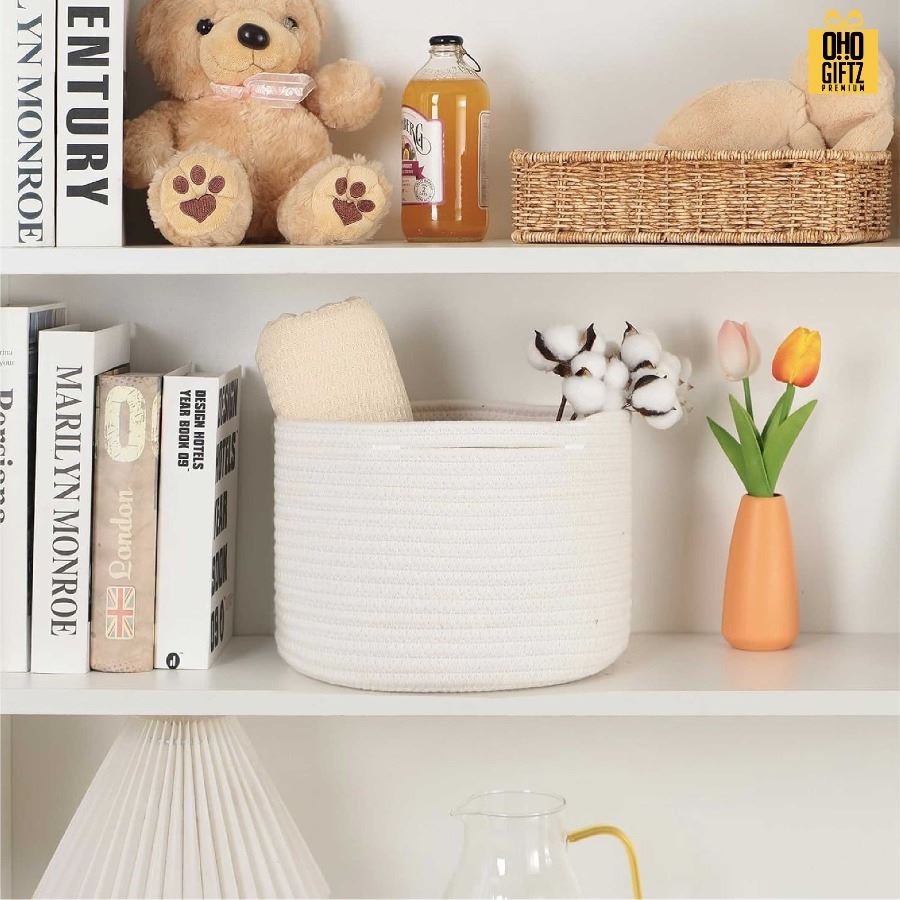 ตะกร้าผ้าฝ้ายใส่เสื้อผ้า สกรีนโลโก้ ทำเป็นของพรีเมี่ยมได้