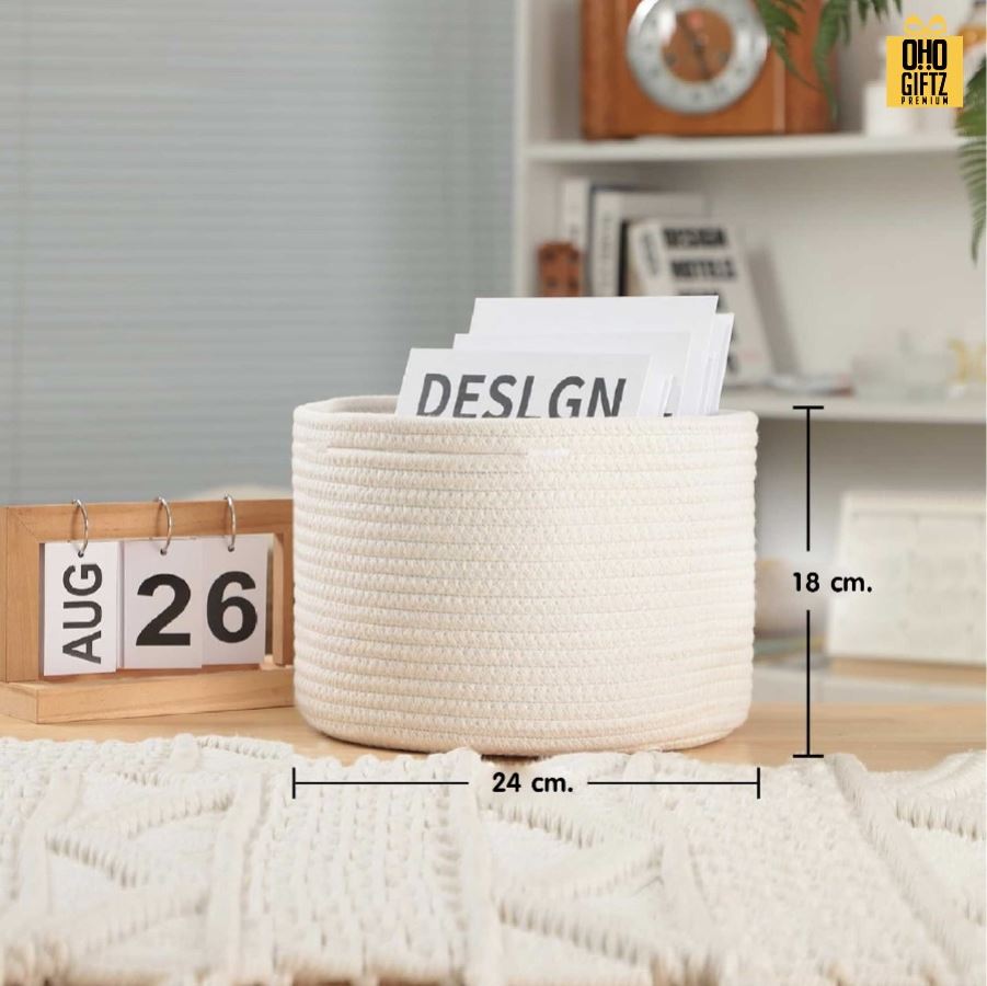 ตะกร้าผ้าฝ้ายใส่เสื้อผ้า สกรีนโลโก้ ทำเป็นของพรีเมี่ยมได้