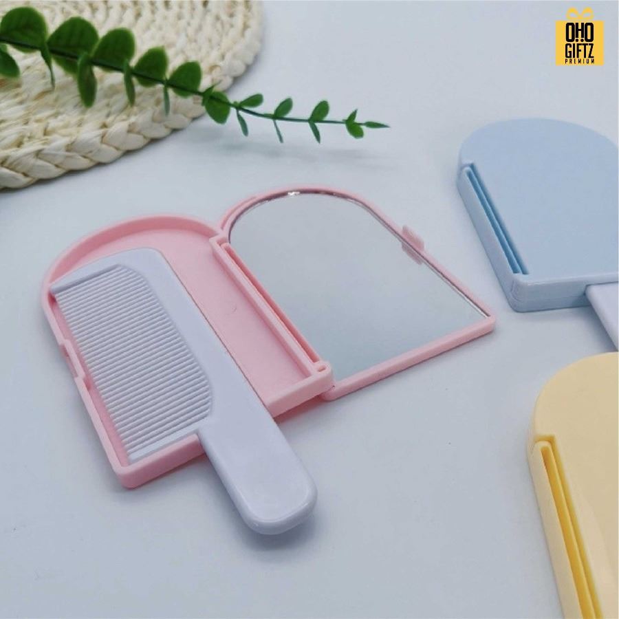 ตลับกระจกและหวีทรงไอศกรีม สกรีนโลโก้ ทำเป็นของพรีเมี่ยมได้