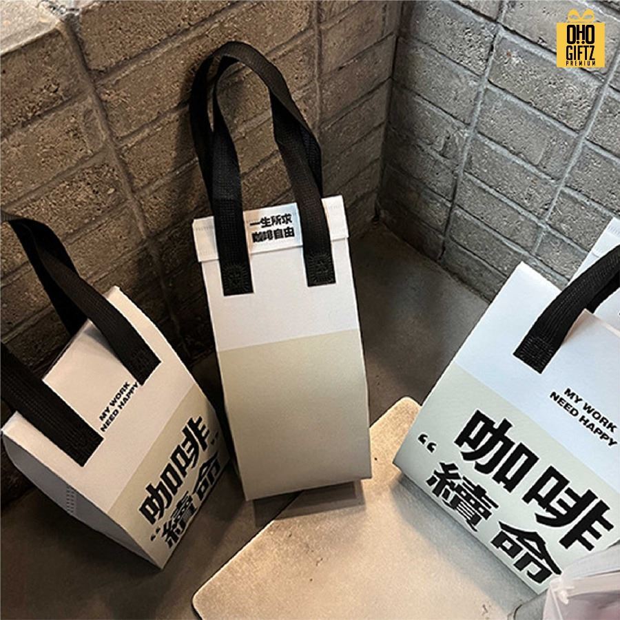 ถุงเก็บความร้อนเย็น ด้านในเคลือบฟอยล์ สกรีนโลโก้ ทำเป็นของพรีเมี่ยม