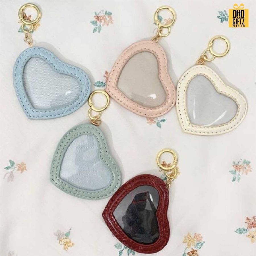 พวงกุญแจ Pu ทรงหัวใจ ใส่รูปได้ สกรีนโลโก้ ทำเป็นของพรีเมี่ยม ของชำร่วยได้