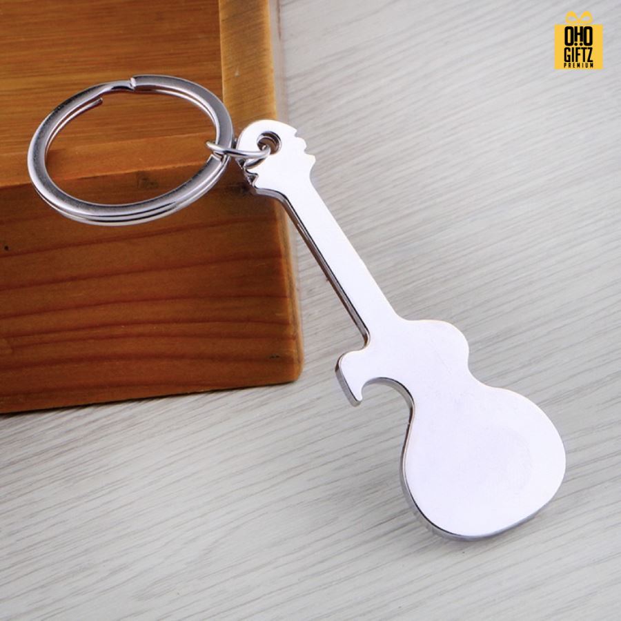 พวงกุญแจกีตาร์ที่เปิดขวด สกรีนโลโก้  ทำเป็นของพรีเมี่ยมได้
