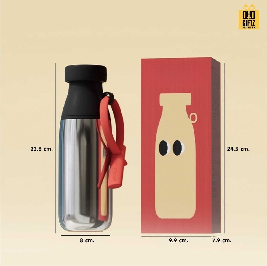 ขวดน้ำสแตนเลส เก็บร้อน-เย็น สกรีนโลโก้ ทำเป็นของพรีเมี่ยมได้