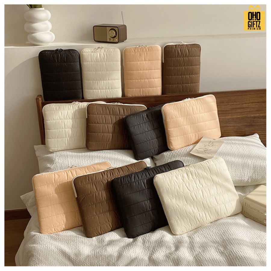 กระเป๋าใส่โน๊ตบุ๊คผ้าหุ้มกันกระแทก สกรีนโลโก้ ทำเป็นของพรีเมี่ยม ของที่ระลึก