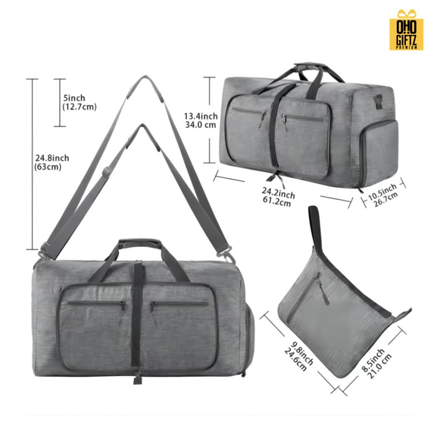 กระเป๋าเดินทางแบบพับเก็บได้ สกรีนชื่อ สกรีนโลโก้  ทำเป็นของพรีเมี่ยมได้