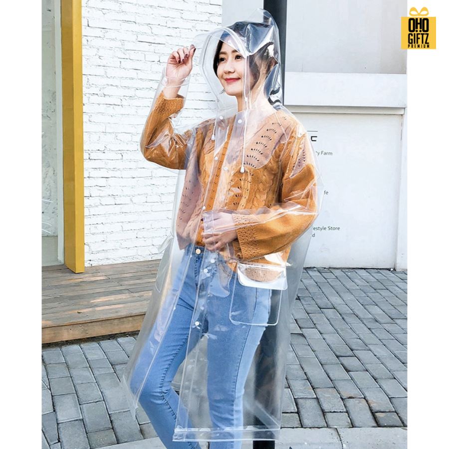 เสื้อกันฝนสีใส เนื้อ EVA สกรีนโลโก้ ทำเป็นของพรีเมี่ยมได้