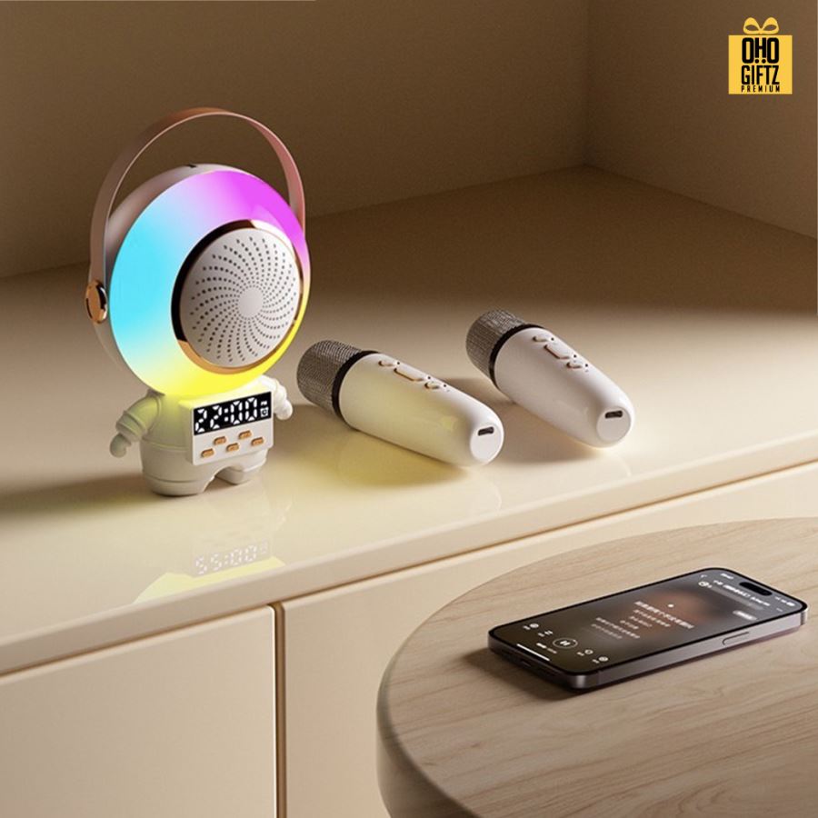 ลำโพงไร้สาย Bluetooth นักบินอวกาศ พร้อมไมค์ สกรีนโลโก้ สกรีนชื่อร้านทำเป็นของพรีเมี่ยมได้ 