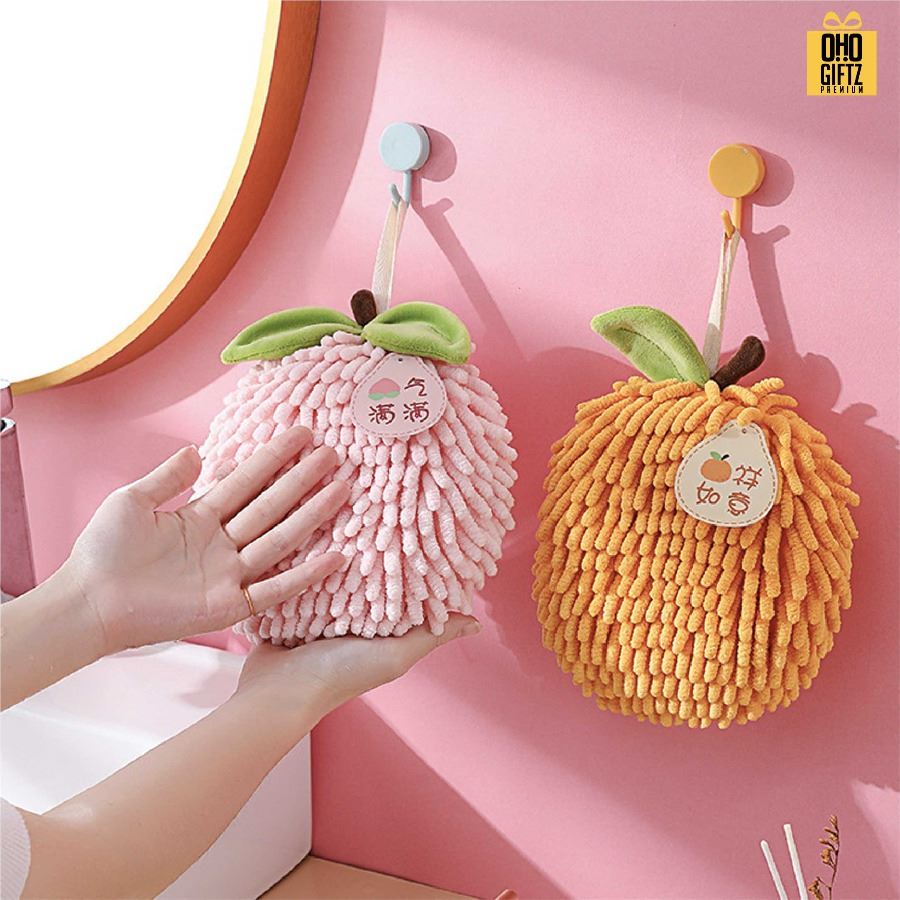 ผ้าเช็ดมือผลไม้น่ารัก สกรีนโลโก้ ติดลาเบล ทำเป็นของพรีเมี่ยมได้