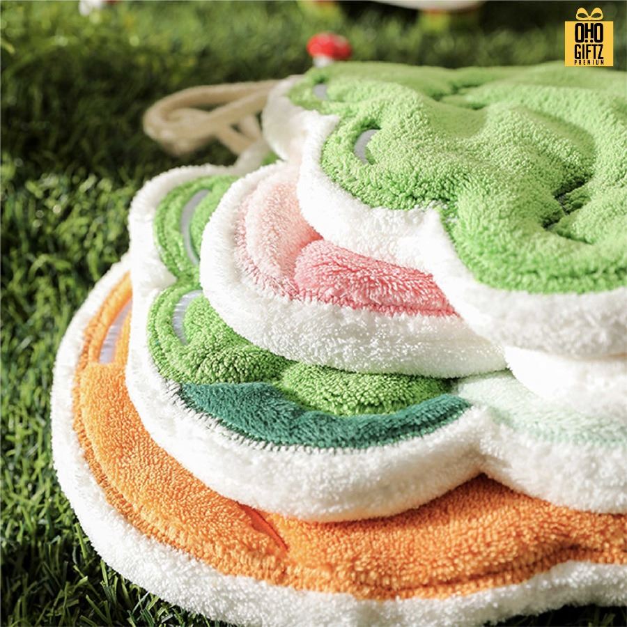 ผ้าเช็ดมือผักสวนครัว สกรีนโลโก้ ติดลาเบล ทำเป็นของพรีเมี่ยมได้