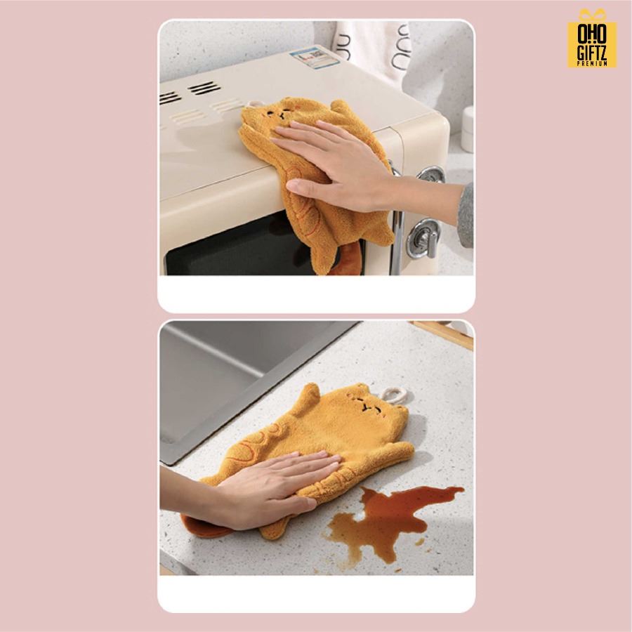 ผ้าเช็ดมือแมวน้อย สกรีนโลโก้ ติดลาเบล ทำเป็นของพรีเมี่ยมได้