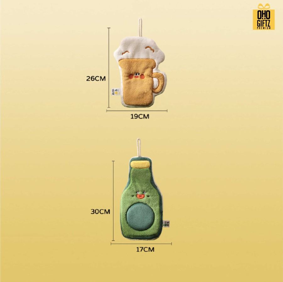 ผ้าเช็ดมือขวดเบียร์และไวน์ สกรีนโลโก้ ติดลาเบล ทำเป็นของพรีเมี่ยมได้