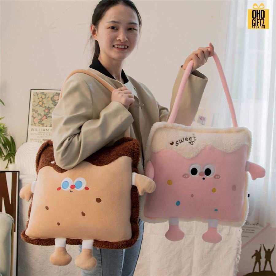 หมอนผ้าห่มคุ๊กกี้ สกรีนโลโก้ ติดลาเบล ทำเป็นของพรีเมี่ยมได้