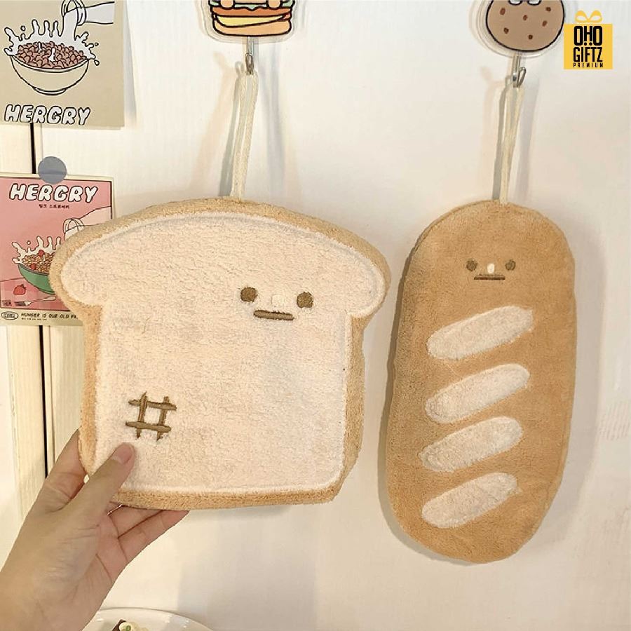 ผ้าเช็ดมือเบเกอรี่ ขนมปัง สกรีนโลโก้ ติดลาเบล ทำเป็นของพรีเมี่ยมได้