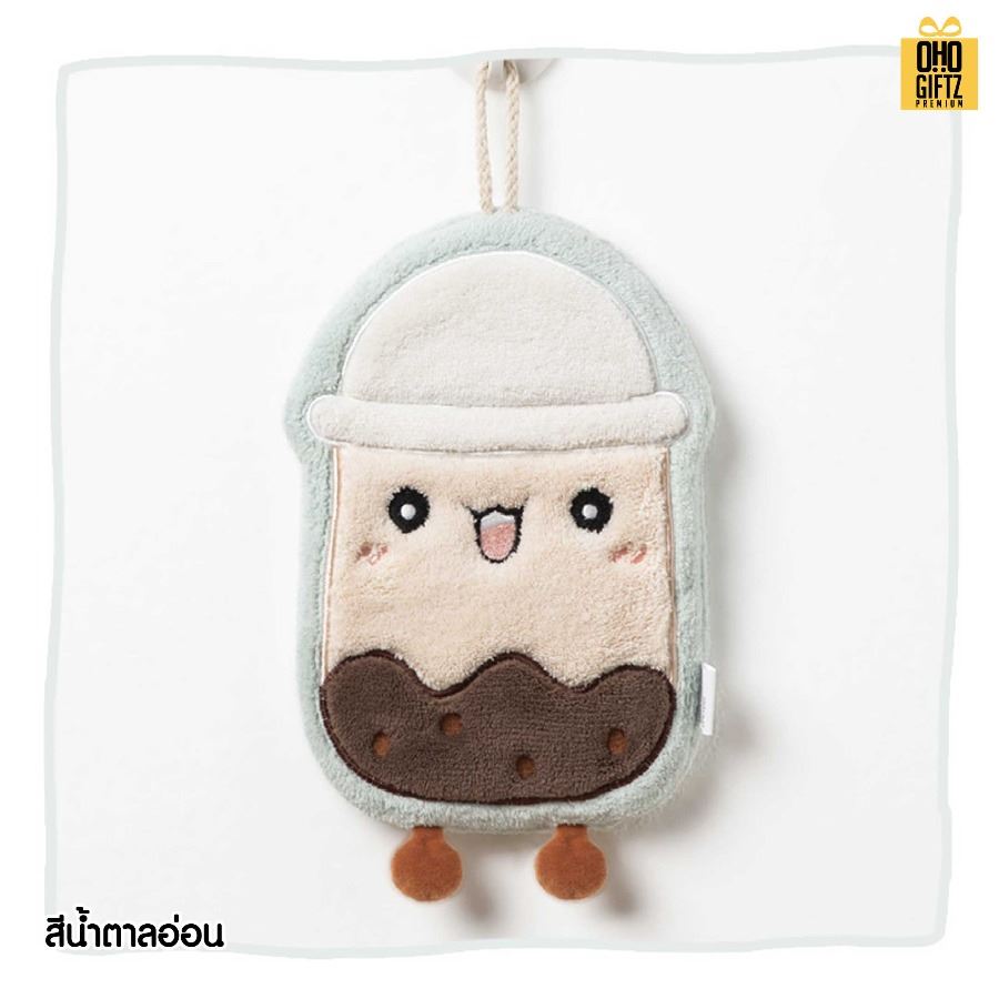 ผ้าเช็ดมือถ้วยเครื่องดื่ม สกรีนโลโก้ ติดลาเบล ทำเป็นของพรีเมี่ยมได้