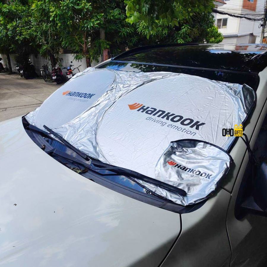 ม่านบังแดดรถยนต์ สกรีนโลโก้ ทำเป็นของพรีเมี่ยม ของชำร่วยได้