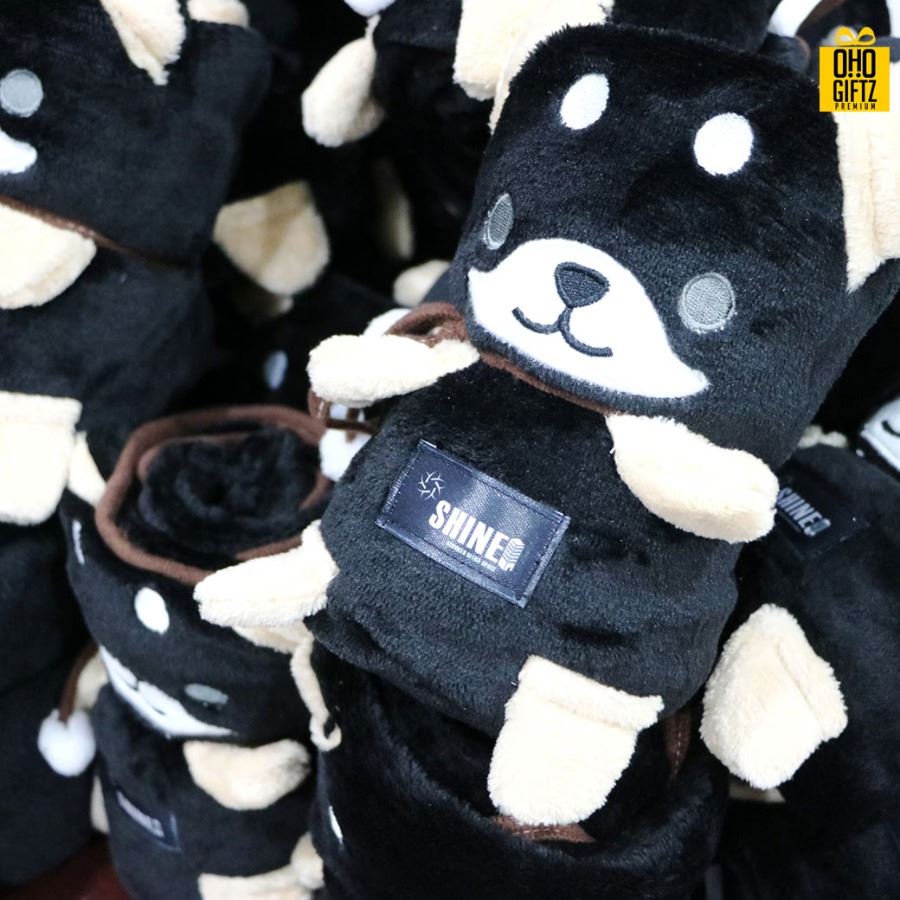 ตุ๊กตาผ้าห่มขนนุ่มลายสัตว์ม้วนเก็บได้ เพิ่มโลโก้, ติดลาเบล ทำเป็นของพรีเมี่ยมได้