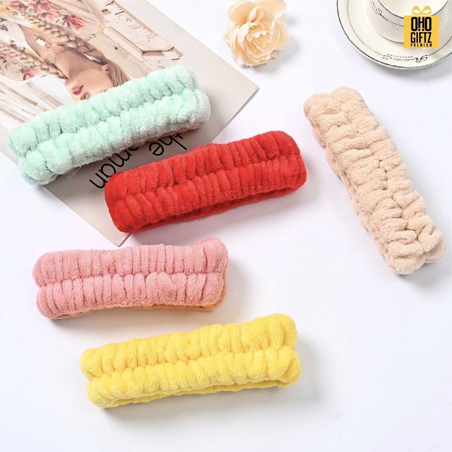 ผ้าคาดผมขนนุ่ม สกรีนชื่อ สกรีนโลโก้ ทำเป็นของพรีเมี่ยมได้