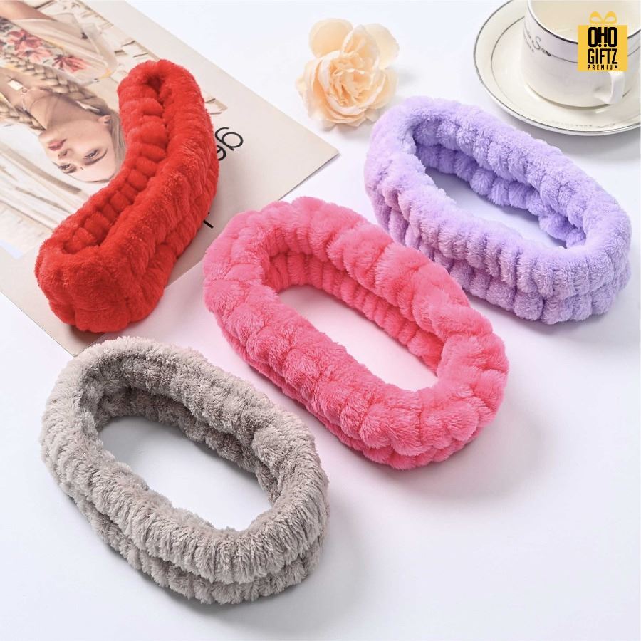 ผ้าคาดผมขนนุ่ม สกรีนชื่อ สกรีนโลโก้ ทำเป็นของพรีเมี่ยมได้