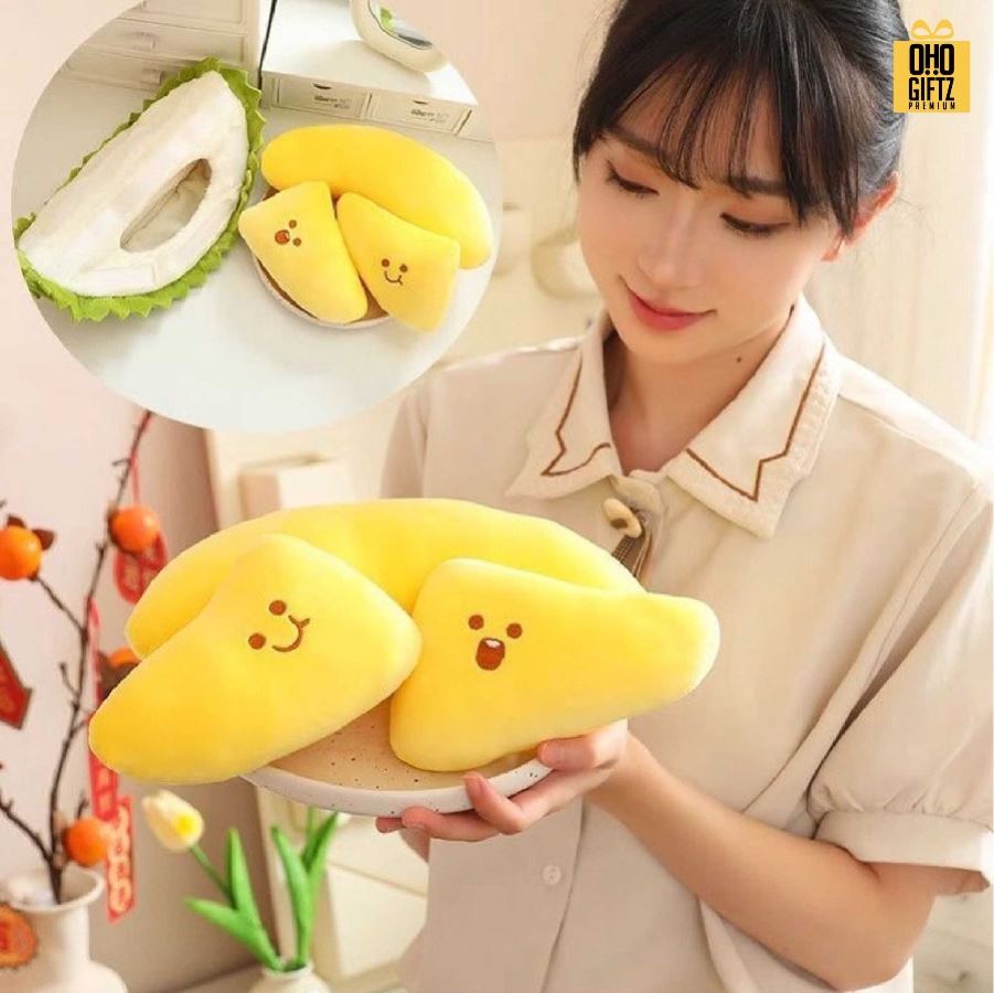 ตุ๊กตาหมอนทุเรียน สกรีนโลโก้ ทำเป็นของพรีเมี่ยมได้ 